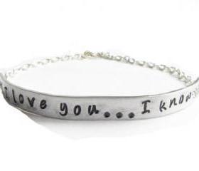 I love you I know Star Wars Quote Hand Stamped Bracelet Silver Plated Chain linked Jewelry