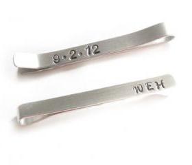 Date Initial Tie Clip Personalized Groomsman Aluminum Men Father Gift Keepsake wedding Birthday