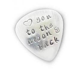 Guitar Pick Love you to the moon and back Hand Stamped Music Lovers Men Gift for Him Birthday