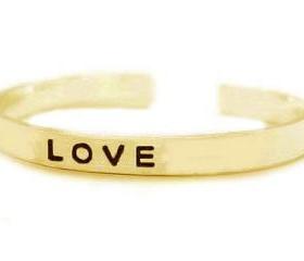 Brass Cuff Bracelet Custom Hand stamped Love Custom Personalized brass handstamped Jewelry