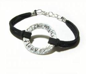 Silver Hammered Washer Bracelet Sterling Silver Metal Hand Stamped Bracelet Personalized Silver or Brass