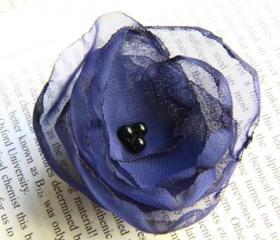 Royal Blue Fabric Flower Bobby Pin - Set of 2