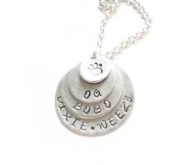 4 Hand Stamped Pendant 4 Layered Custom Necklace Name Symbol Custom Personalized chain