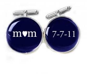 Blue Customize Initial Cufflinks Wedding personalized keepsake gift for him guys men father cuff links