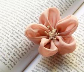 Fabric Flower Hair Clip and Brooch - Bridal Accessories - Wedding Favor - Shell Colour