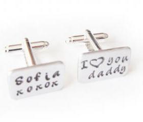 3/4 Men Cufflinks Name Hand Stamped Cuff links Wedding personalized keepsake father Gift Aluminum or Brass