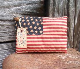  Primitive July 4 Flag Decoration - Shelf Sitter or Tuck - For Your Shelf, Mantel or Hutch