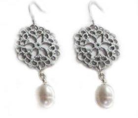 Filigree Earrings Sterling Silver Dangle Jewelry wedding birthday graduation