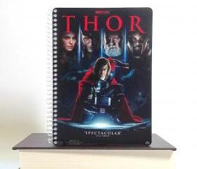Thor Movie Notebook Recycled Upcycled Spiral Bound Jounal Left - Handed