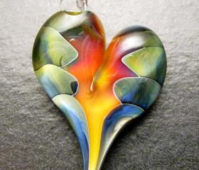 Heart pendant - Glass lampwork jewelry charm - Boomwire Glass