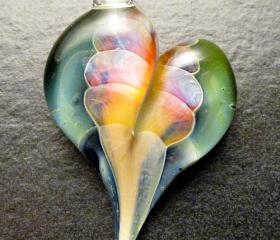 Heart pendant - Glass lampwork jewelry charm - Boomwire Glass