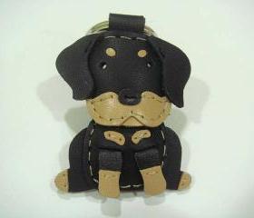 Martin the Rottweiler leather keychain ( Black )
