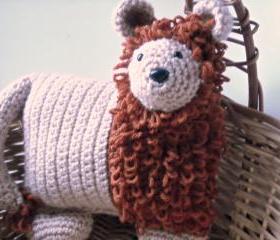 Nursery Animal Pillow Lion Crocheted