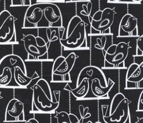 Black and White Bird Fabric - Citron Gray by Michael Miller 1 Yard