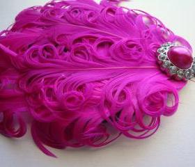 Hot pink nagori feather headband