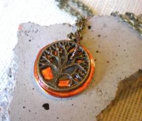 Tree of Life Necklace: Fiery Orange