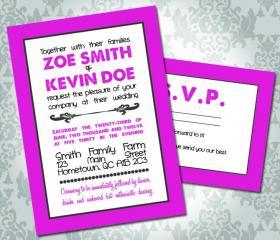 Wedding Invitation - Color Block - Text Block - Party Invitation & RSVP - Custom