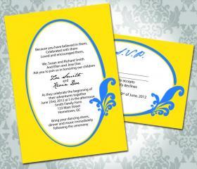 Wedding Invitation - Flourish Circle Embelishment - Party Inviation and RSVP - Custom