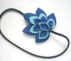 Felt headband blue and leaf light blue felt leaves