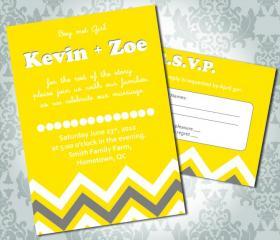 Wedding Invitation - Zig Zag Chevron - Party Invitation and RSVP
