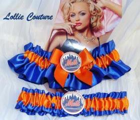 NY Mets Garter Set - Bridal, Wedding, Sports Fan, NY teams