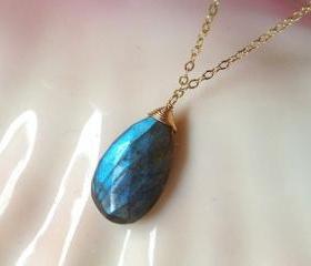 Stunning Labradorite Pendant on Gold Chain