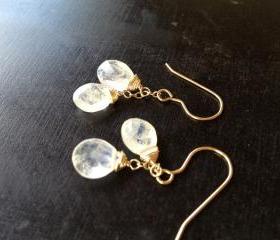 Handmade Moonstone Double Drop Earrings