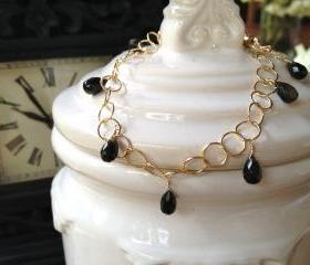 Handmade Rainbow Obsidian on Gold Filled Circle adjustable bracelet