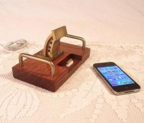The Industrial - iPhone Dock - iPod Dock -Charger and Sync Station - Oak - Brass style V8-EX Model... iPhone4 Docking Iphone Dock