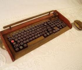 Antique Looking Computer Keyboard - Mouse with Victorian Styling - Steampunk-Typewriter-Wireless