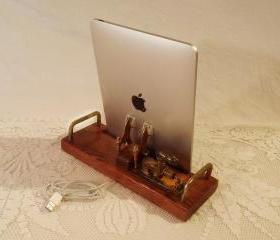 iPad - iPhone - iPod - Dock - Sync and Charging Station - Oak - EX Model Industrial Steampunk Style - Style V1 (Yes for the iPad )