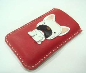 CoCo the French Bull Dog iPhone leather case ( Red )
