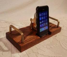 iPhone - iPod Dock -Charger and Sync Dock Station - Oak - Brass style V1 EX Model..iDock iPhone 4