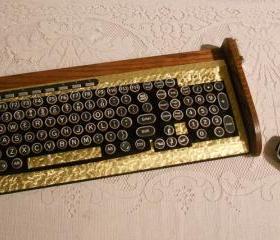 Keyboard Mouse Combo - Antique looking Victorian Styling - Steampunk-Typewriter-Gold Leaf Style-