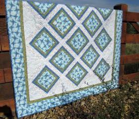 Handmade Quilt Blue Floral