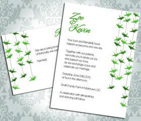 Wedding Invitation - Paper Crane - Party Invitation and RSVP - Custom