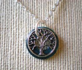 Tree of Life Pendant: Peacock Blue