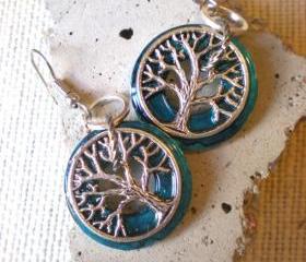 Tree of Life Earrings: Peacock Blue