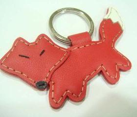 Kato the Fox Leather Keychain ( Red )