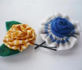 Felt and Fabric Bobby pin - Set of 2
