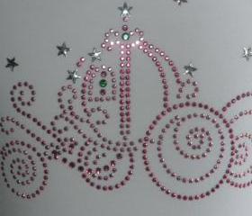 7.5' pink Cinderella carriage rhinestone iron on transfer
