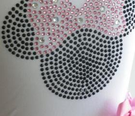 5' PINK Minnie Mouse iron on rhinestone transfer