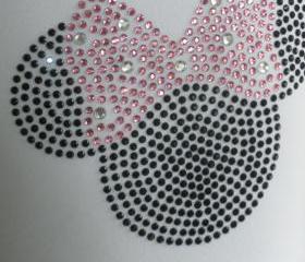 6.5' Pink Minnie Mouse rhinestone iron on transfer