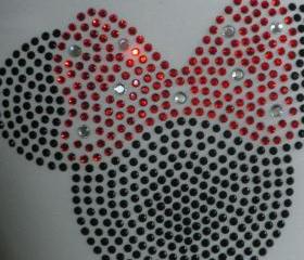 5' red Minnie Mouse rhinestone iron on transfer for Disney t-shirt