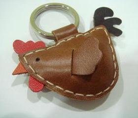 Rebacca the Rooster Leather Charm ( Brown )