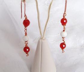 Agate / Carnelian Earring Drop Style Handmade Gemstone
