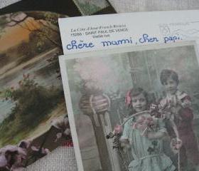 Vintage French Postcards Mix of 3 Papier