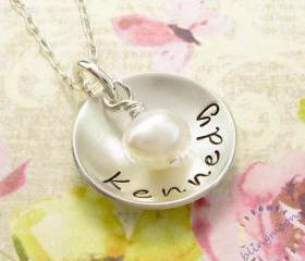 Hand stamped necklace: custom made name engraved silver jewelry pendant