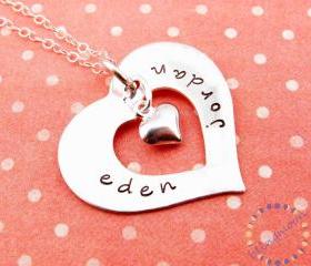 Silver heart necklace: HAND STAMPED Personalized Jewelry