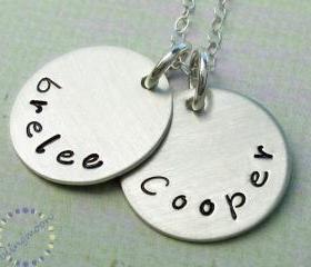 Personalized names pendant: Sterling silver jewelry with engraving
